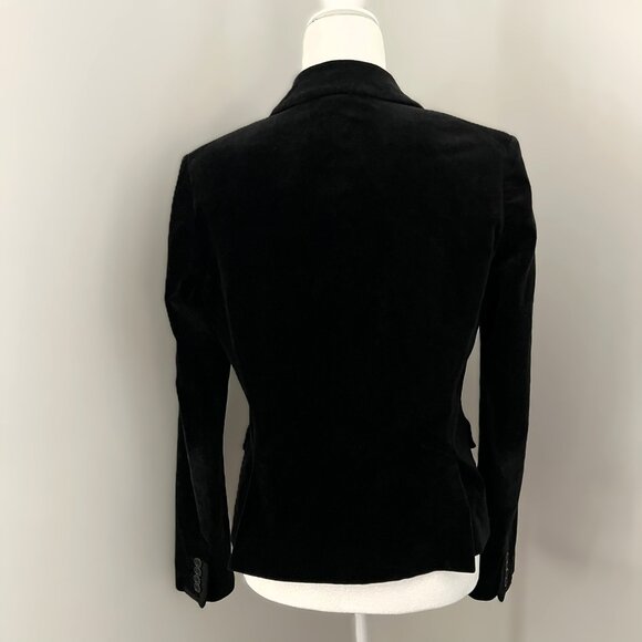 CLUB MONACO Sz 4 Black Velvet Tuxedo Trim Riding Blazer Collared Formal Classic - Picture 3 of 10